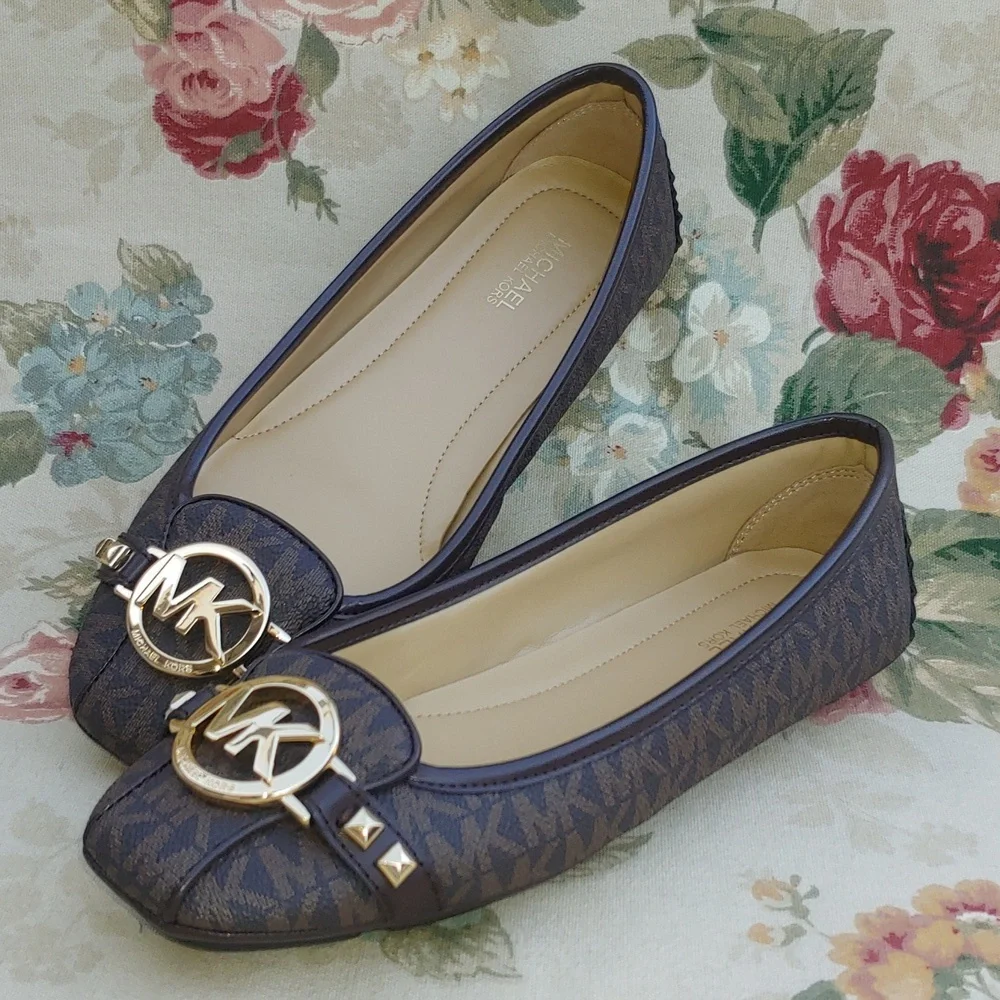 Michael Kors Fulton Studded Mocassin Flats in Brown with MK Logo Women's 7.5 - Picture 3 of 17